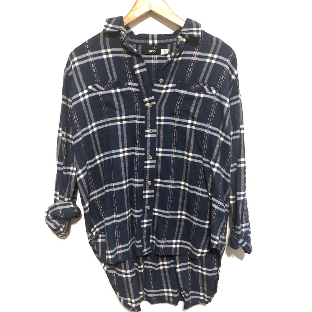 Urban Outfitters BDG Long Sleeve Dark Blue Flannel - Picture 3 of 4